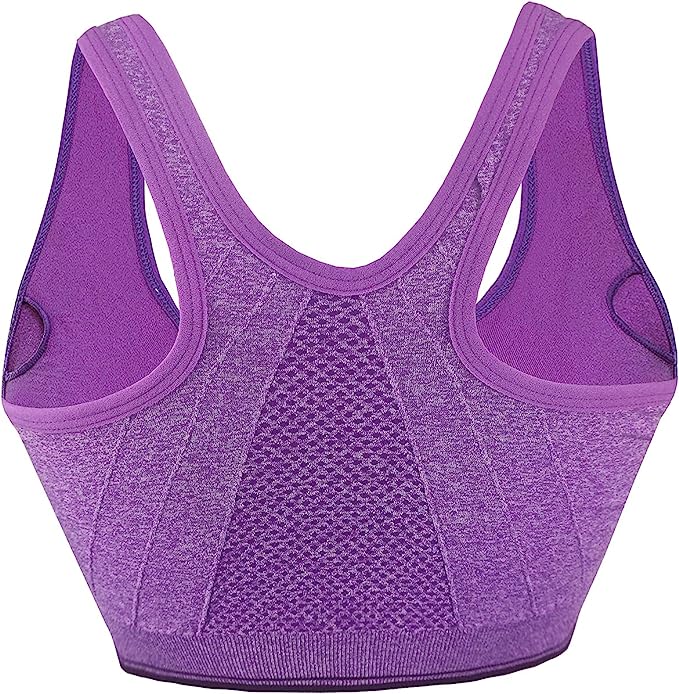 Women's Zip Front Sports Bra Push Up Padded Non-Wired Yoga Gym Soft Comfy Bras image 3