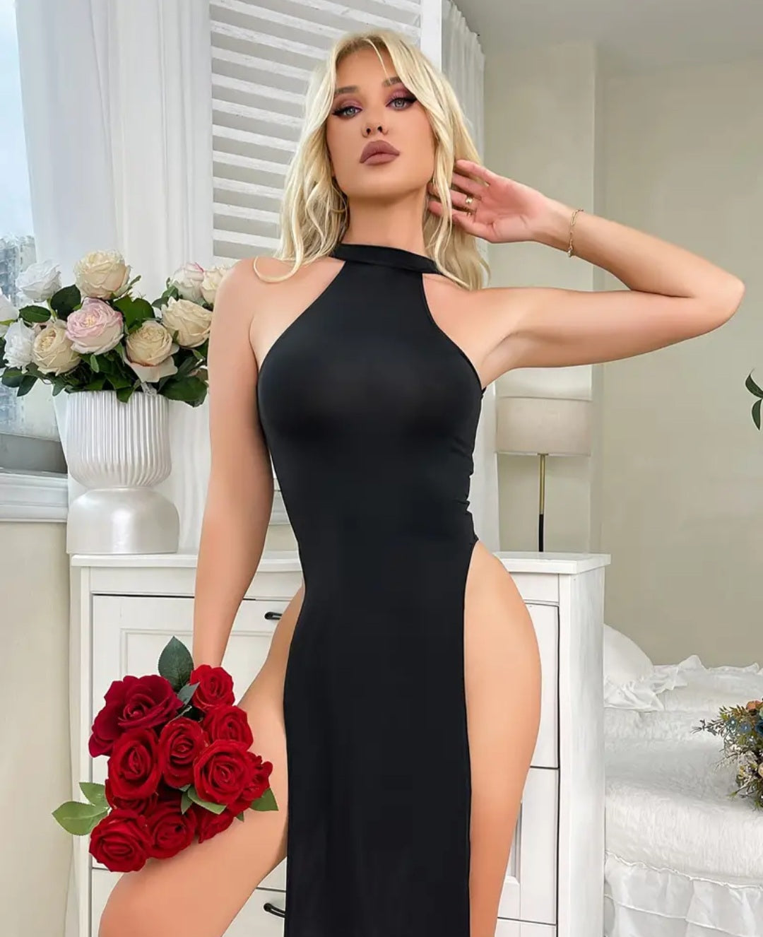 Naughty Sleeveless Slit Fashion Charm Design Cosplay Costume, Women's Sexy Cloth image 6