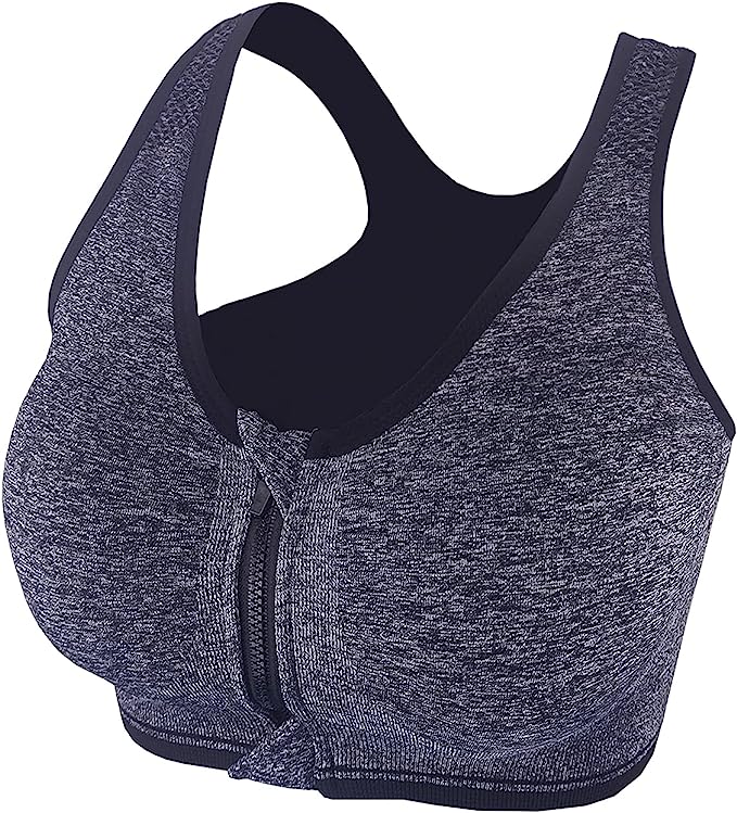 Women's Zip Front Sports Bra Push Up Padded Non-Wired Yoga Gym Soft Comfy Bras image 4