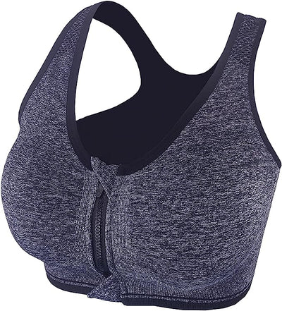 Women's Zip Front Sports Bra Push Up Padded Non-Wired Yoga Gym Soft Comfy Bras image 4