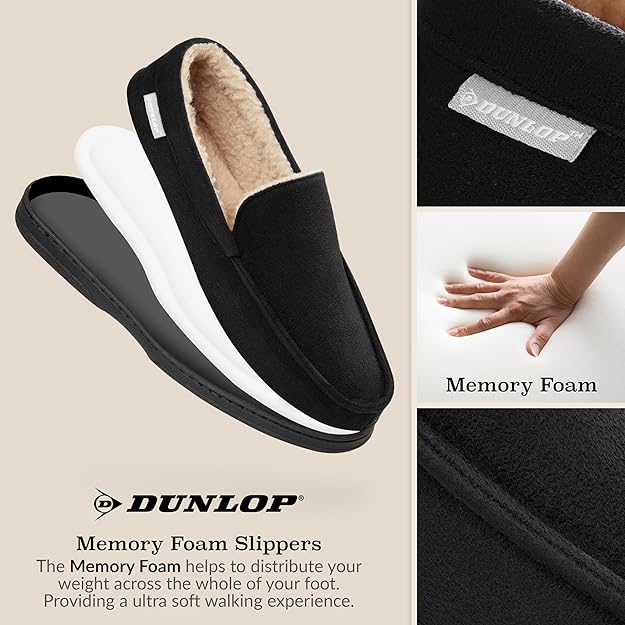 DUNLOP Moccasins Slippers Men Loafers Faux Fur Slippers image 1