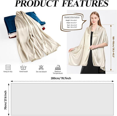 heekpek Ladies Satin Scarf Wedding Shawls and Wraps Womens Silky Scarf Lightweig image 2