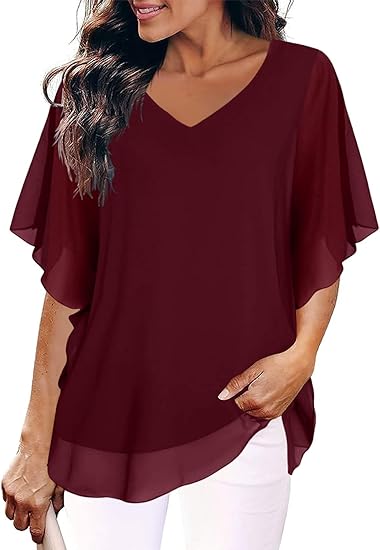 Magritta Women Summer Tops Short Sleeve V Neck Shirt Fashion Loose T-Shirt Blous image 1